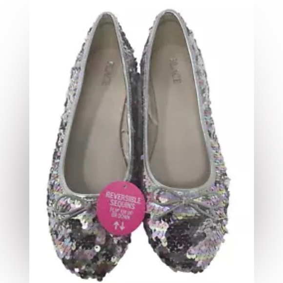 Children Place girls reversible sequin Mary Jane slip on shoes 6 - Picture 2 of 6